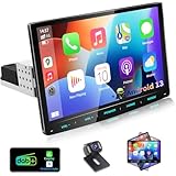 URVOLAX Android 13 Autoradio mit Bildschirm, 10.1 Zoll Wireless CarPlay Apple Android Auto Navi DAB  1 Din Radio Bluetooth car Play Touch Display Monitor 8 Core 32G WiFi 4G GPS rückfahrkamera